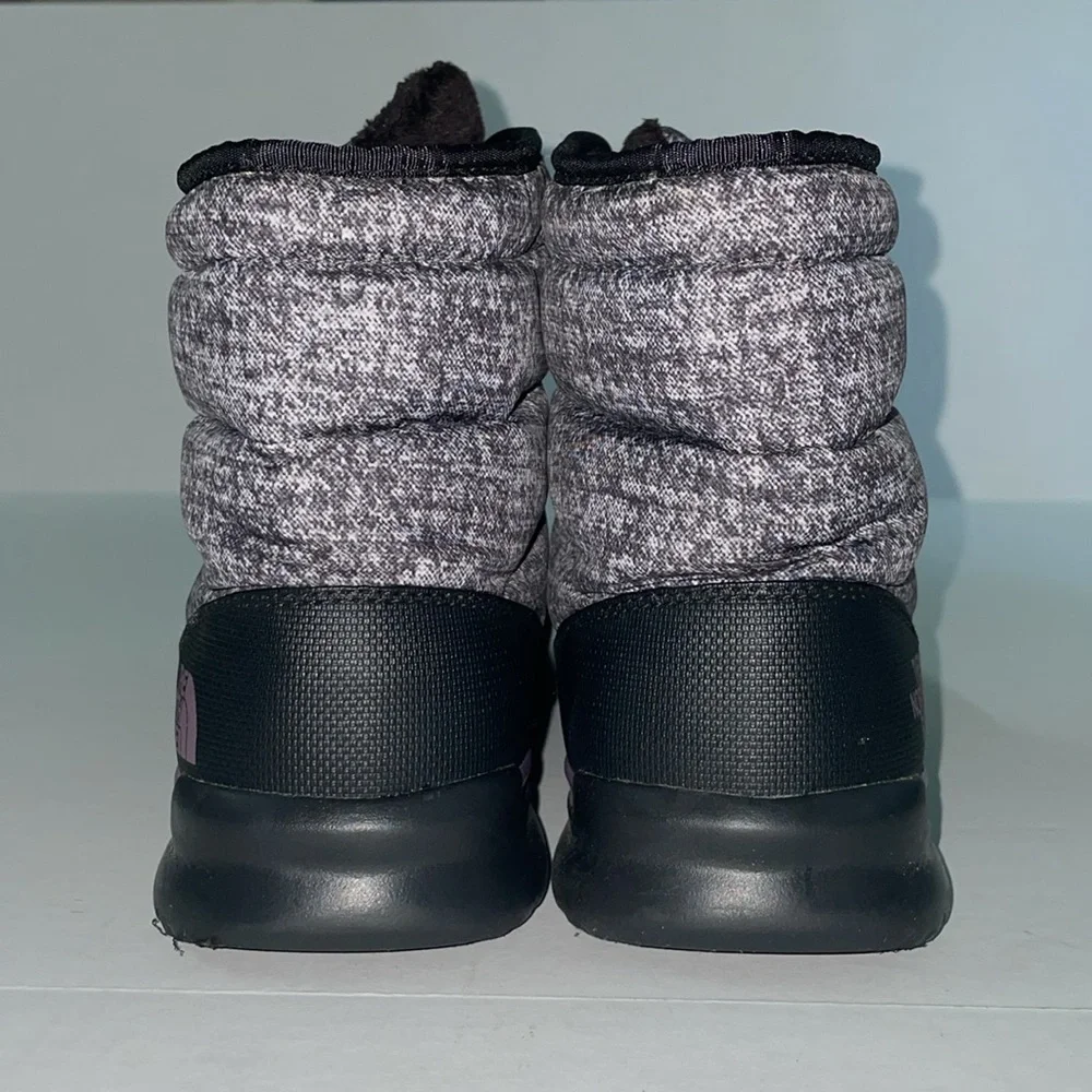 North Face Thermoball Lace II Faux Fur Boots W/ Box - Black & Plum - Size 9